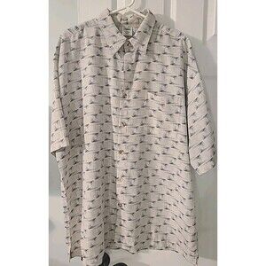 Premier short-sleeve button-down casual shirt with an abstract pattern. Size 2XL